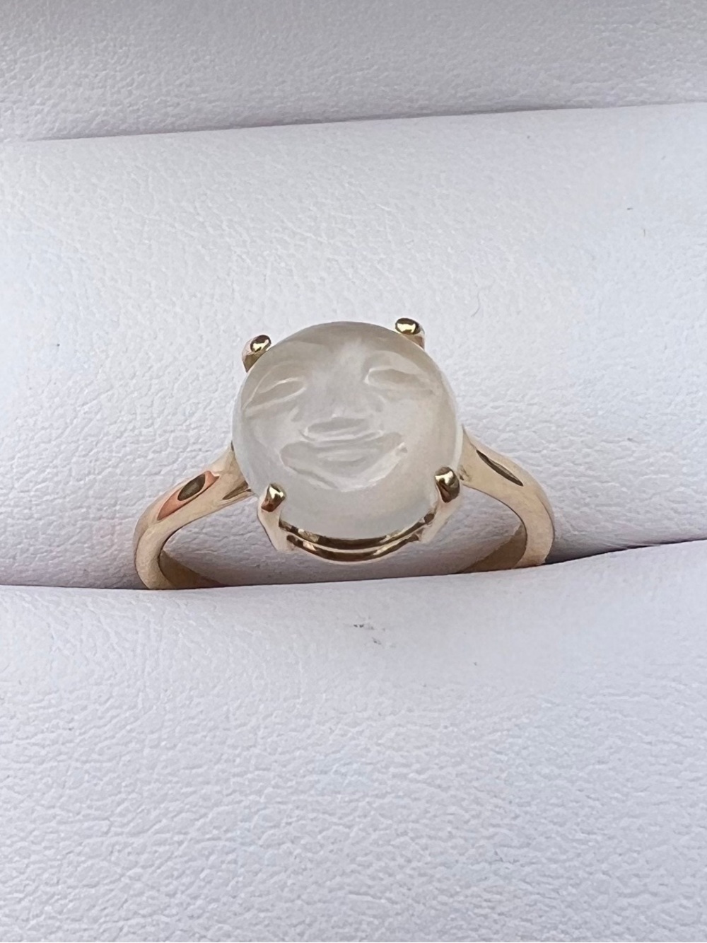 VINTAGE 14K Gold Man on the Moon Moonstone Face Ring Size 6.25